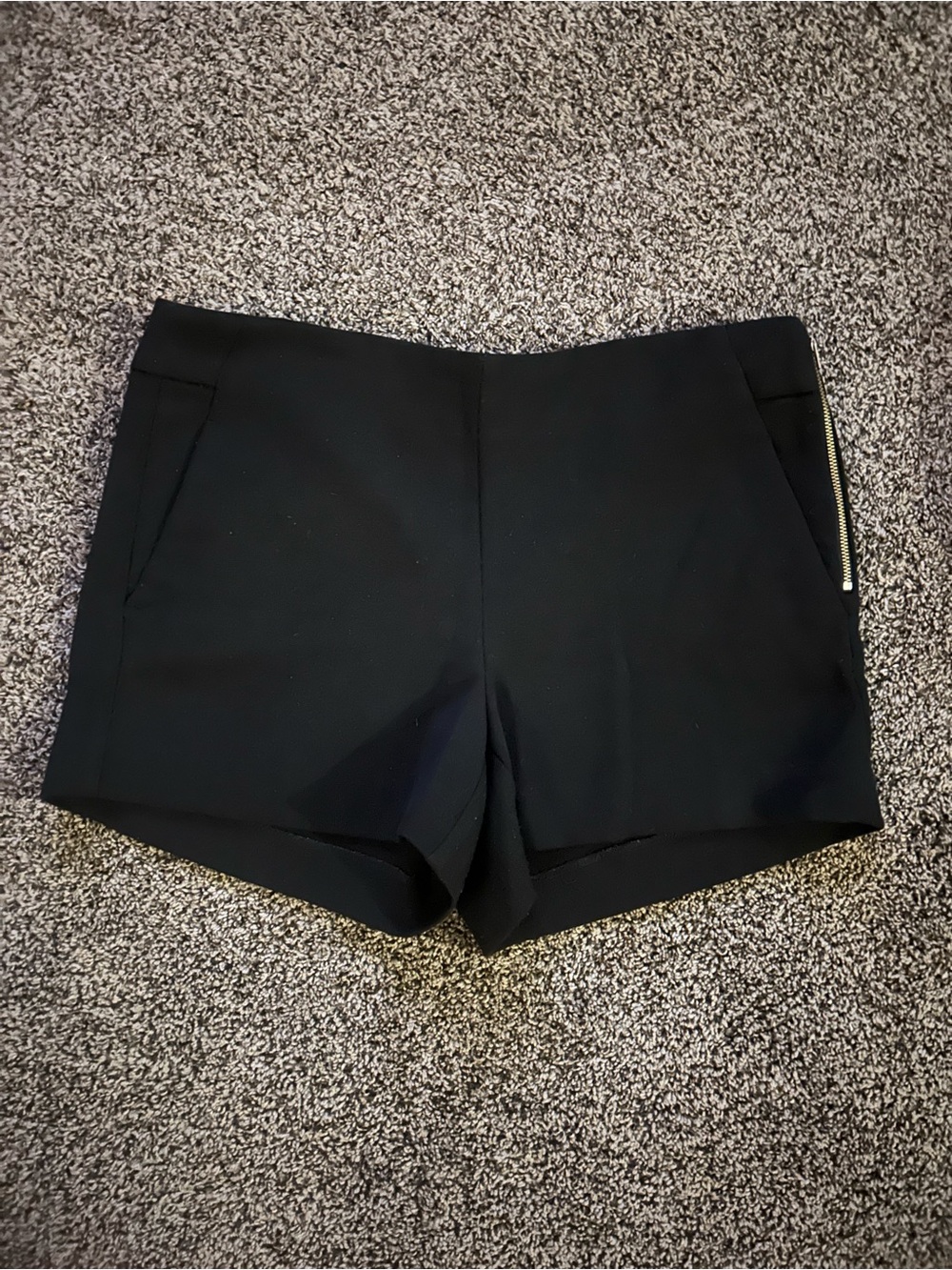 Express Black High-Waist Tailored Shorts with Side Zip